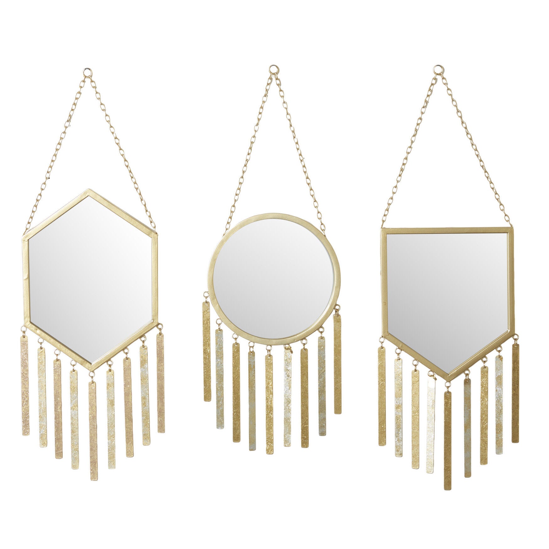 Set Of 3 Gold Metal Farmhouse Wall Mirror, GOLD, hi-res image number 0