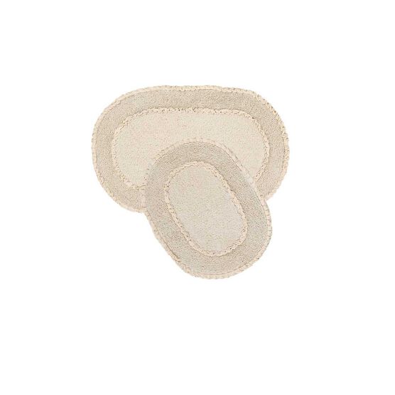 Double Ruffle 2 Piece Set Bath Rug Collection, IVORY, hi-res image number null