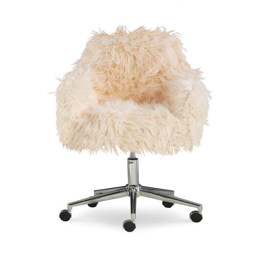 Dawson Faux Fur Barrell Office Chair Pnk, , alternate image number null