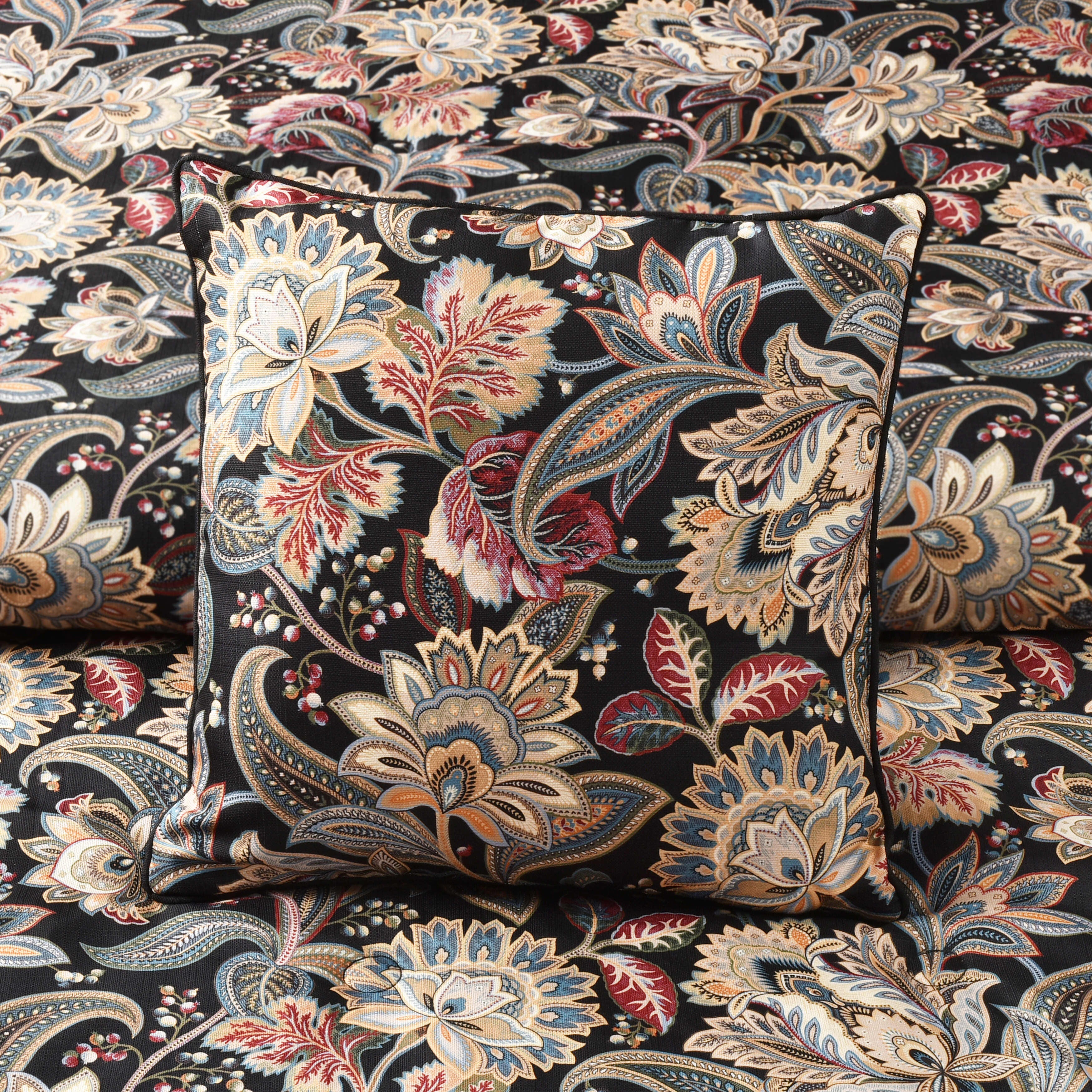 Calabria 20 Inch Square Decorative Throw Pillow, BLACK, alternate image number 1