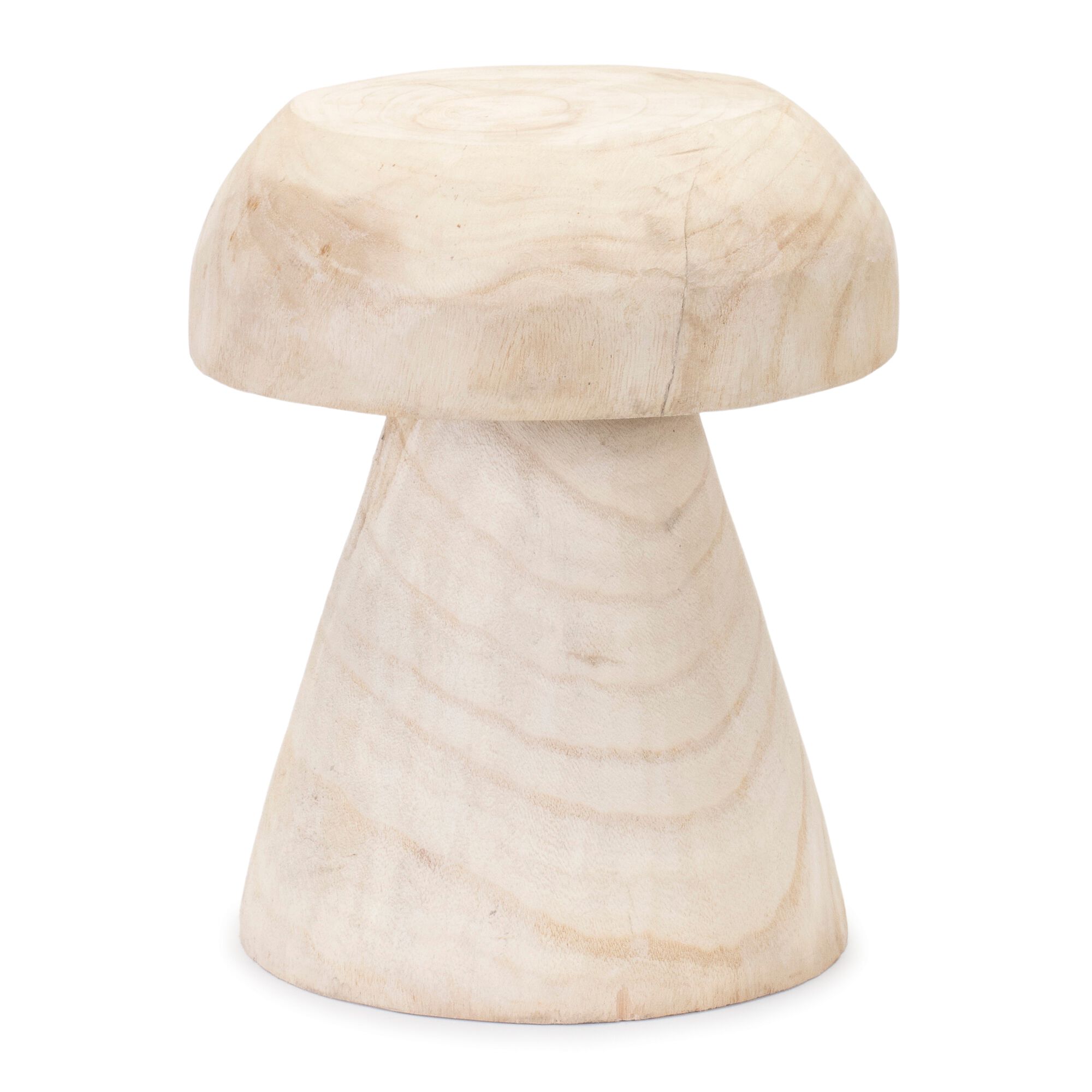 Wood Mushroom Stool 12.5 inchesH, BEIGE, hi-res image number 0