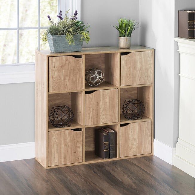 Home Basics 9 Cube Wood Storage Shelf with Doors, , alternate image number 1