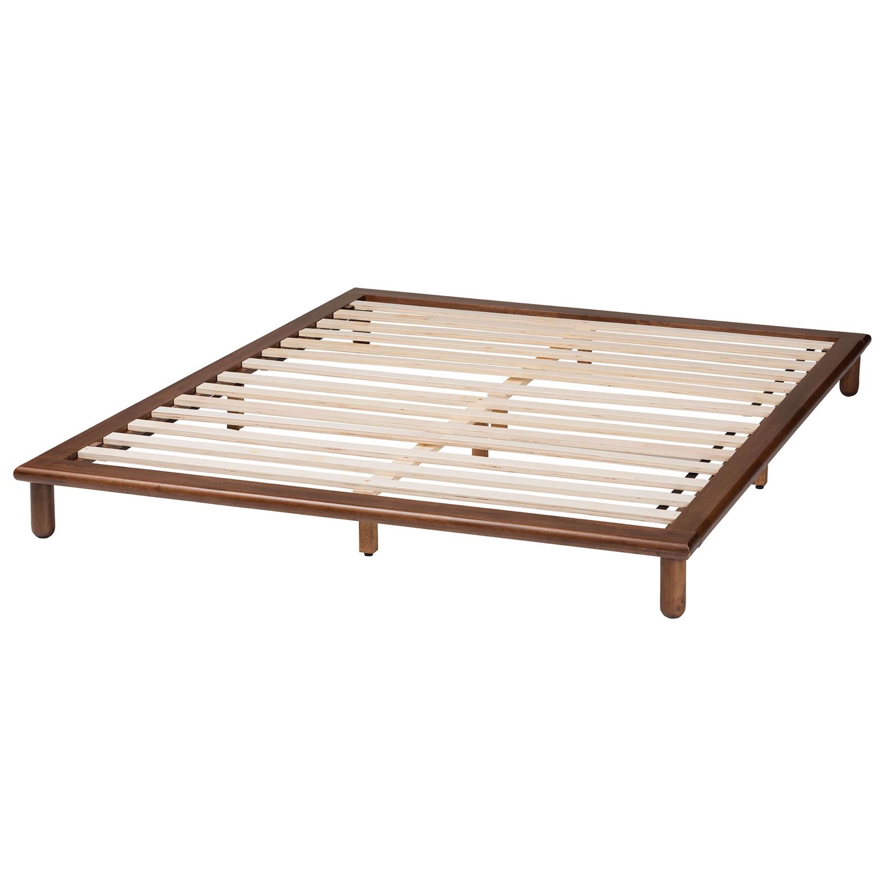 Alivia Mid-Century Modern Walnut Brown Finished Wood King Size Bed Frame, , alternate image number 2