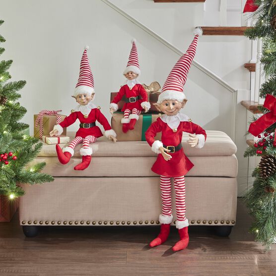 24"H Posable Christmas Elf , RED WHITE, hi-res image number null