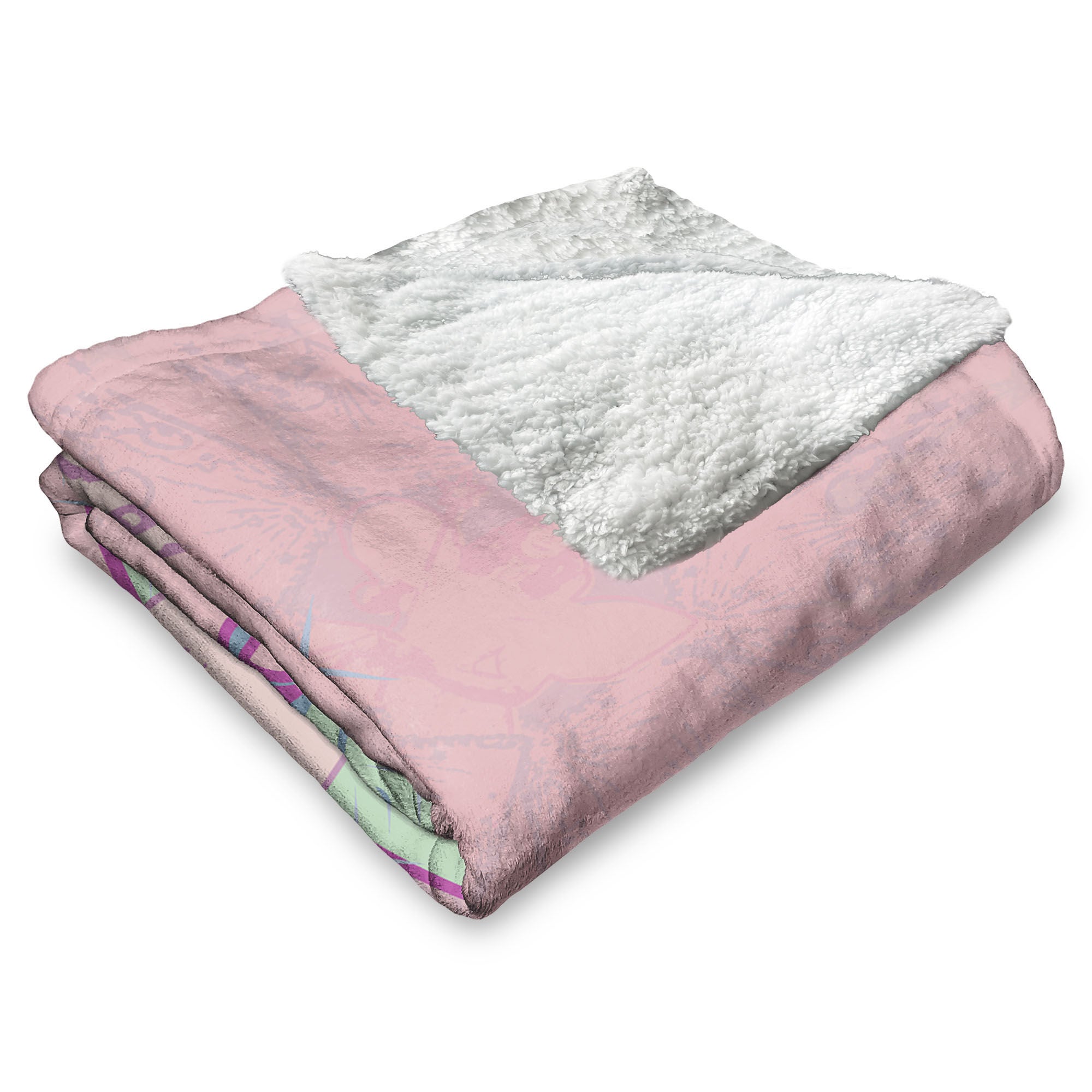 Warner Bros. The Wizard of Oz Glinda Pattern Silk Touch Sherpa Throw Blanket 50x60 Inches, PINK, alternate image number 3