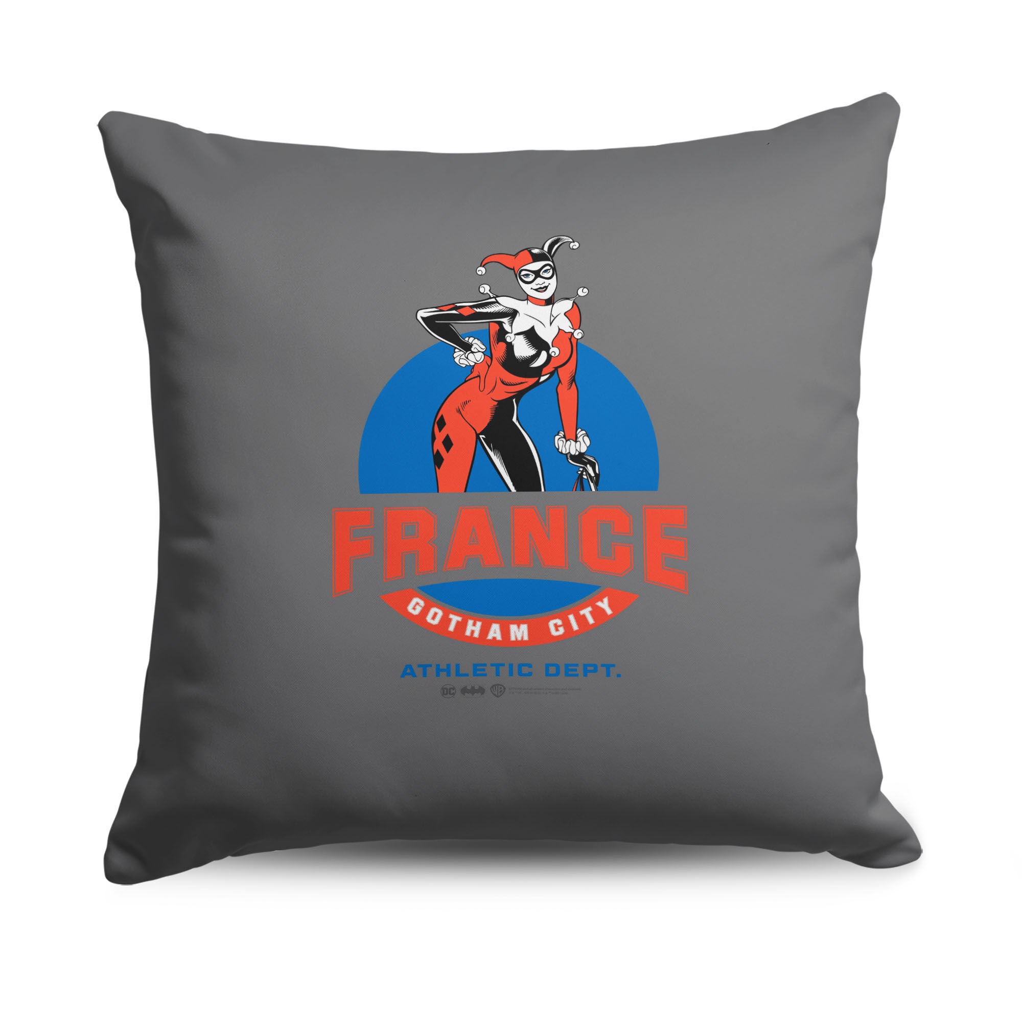 Warner Bros. DC Gotham Athletic Dept. Throw Pillow 18X18 Inches, GRAY, hi-res image number 0