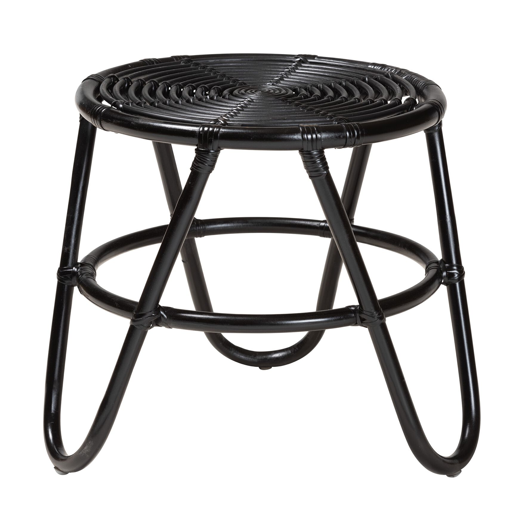 Pertessa Modern Bohemian Black Finished Rattan End Table, BLACK, hi-res image number 0