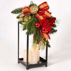 22" Red Ribbon Lantern with Candles, MULTI, hi-res image number null