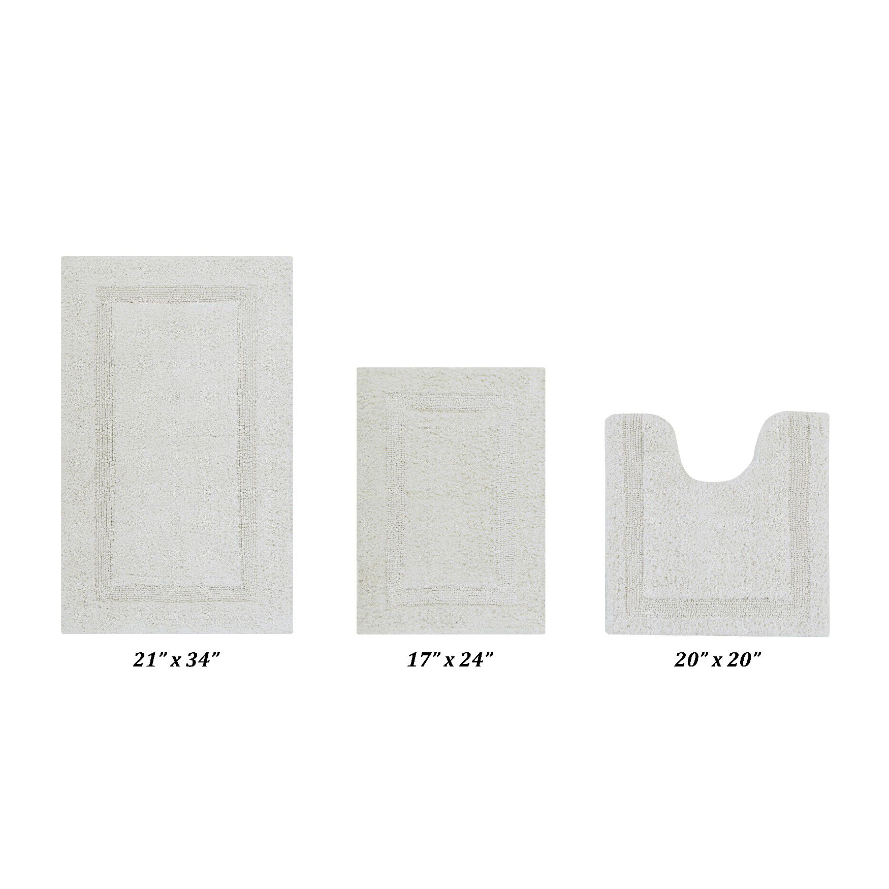 Lux Collectionis Bath Mat Rug 3 Piece Set (17 inches x 24 inches | 21 inches x 34 inches | 24 inches x 40 inches), IVORY, hi-res image number 0