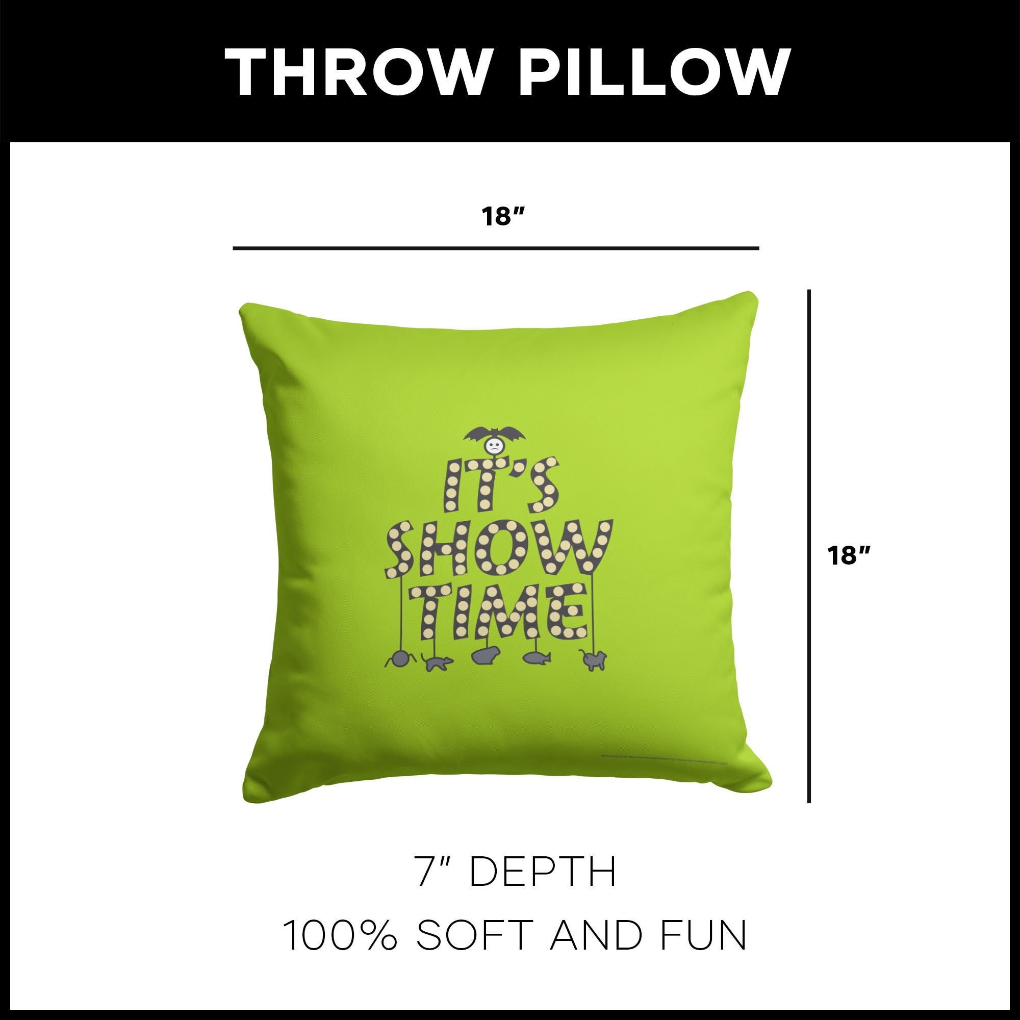 Warner Bros. Beetlejuice It's Showtime Throw Pillow 18X18 Inches, GREEN, alternate image number 4