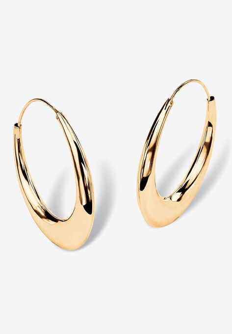 Yellow Gold over Sterling Silver Puffed Hoop Earrings (47mm), GOLD, hi-res image number null