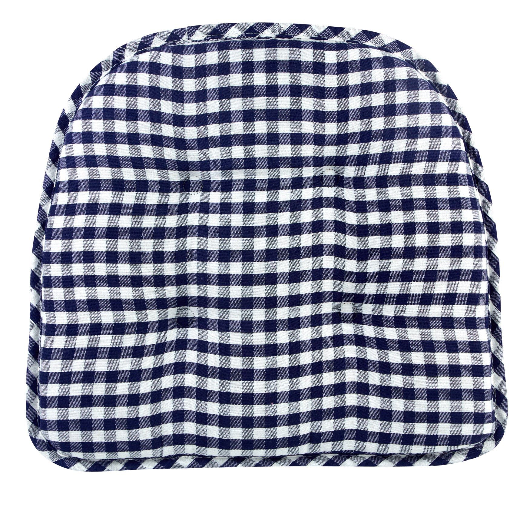 Gingham Gripper® Chair Cushion, NAVY, hi-res image number 0