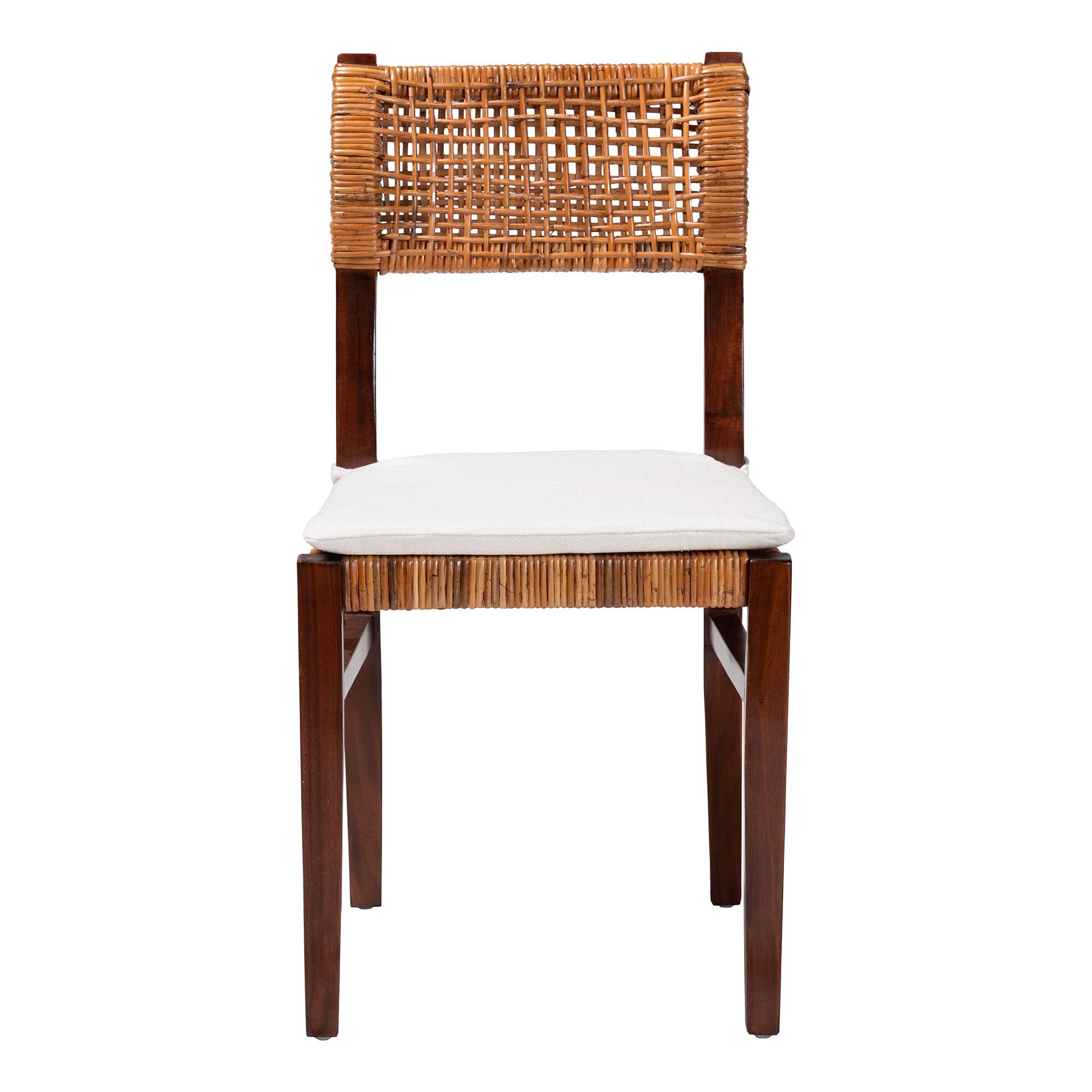 Dameka Bohemian Light Honey Rattan and Dark Brown Wood Dining Chair, HONEY, alternate image number 2