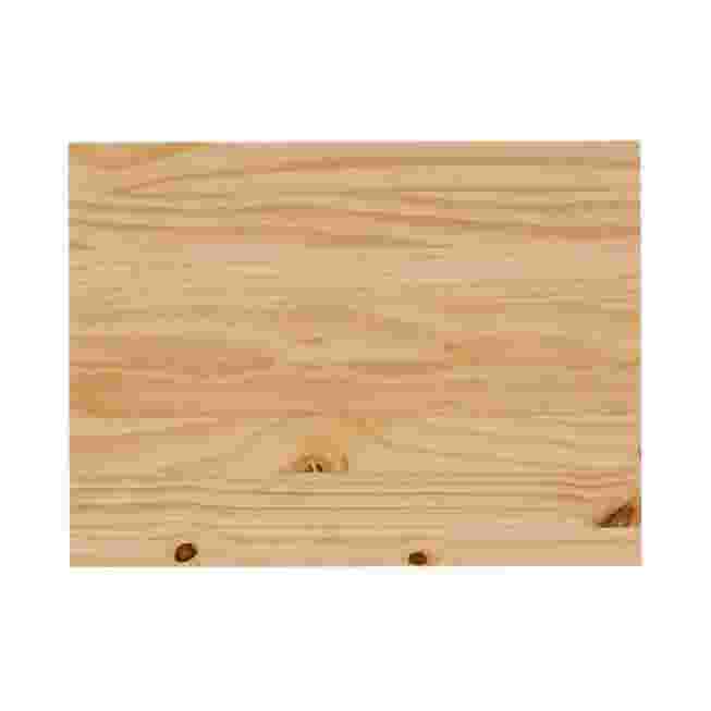 Close-up of the light wood surface of the storage cart.