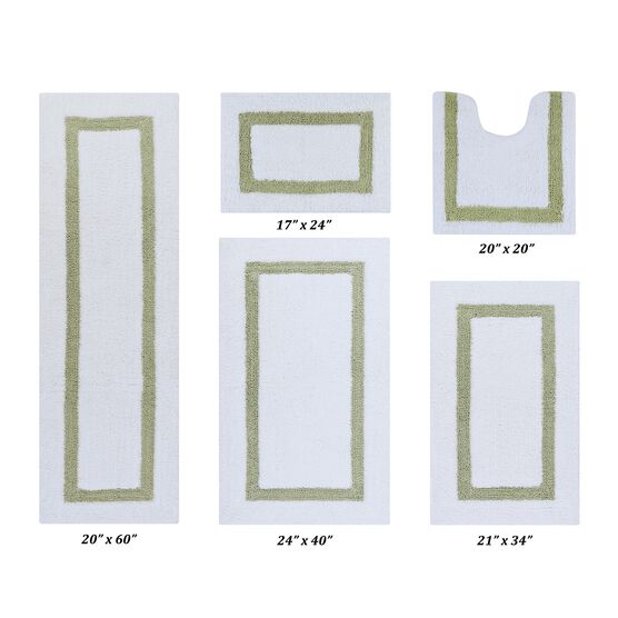 Hotel Collections Bath Mat Rug 5 Piece Set (17" X 24" | 20" X 20" | 21" X 34" | 24" X 40" | 20" X 60"), WHITE SAGE, hi-res image number null