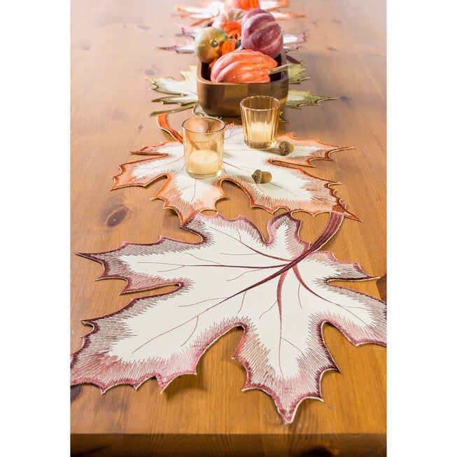 Embroidered Maple Leaves Table Runner, , alternate image number 2