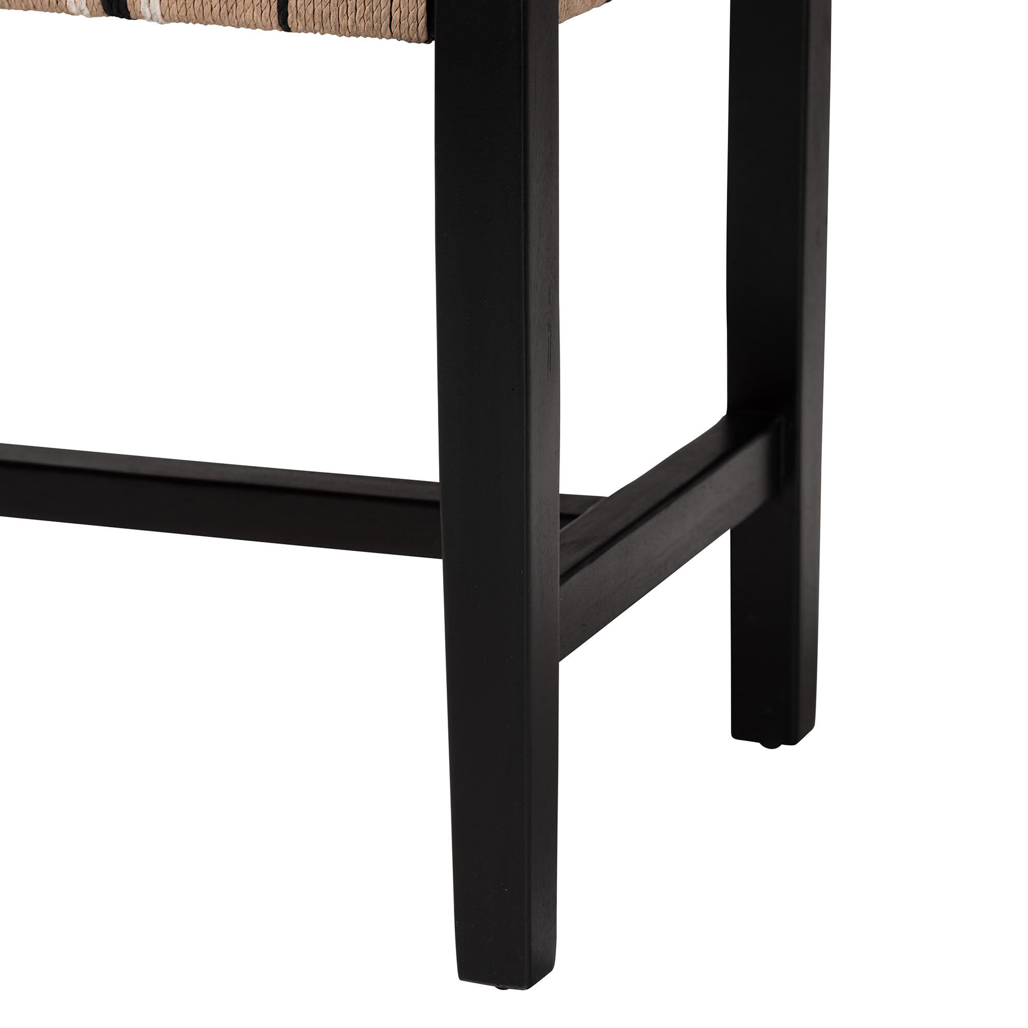 Prita Woven Paper Loom Bench with Mahogany Wood Frame, BLACK, alternate image number 4