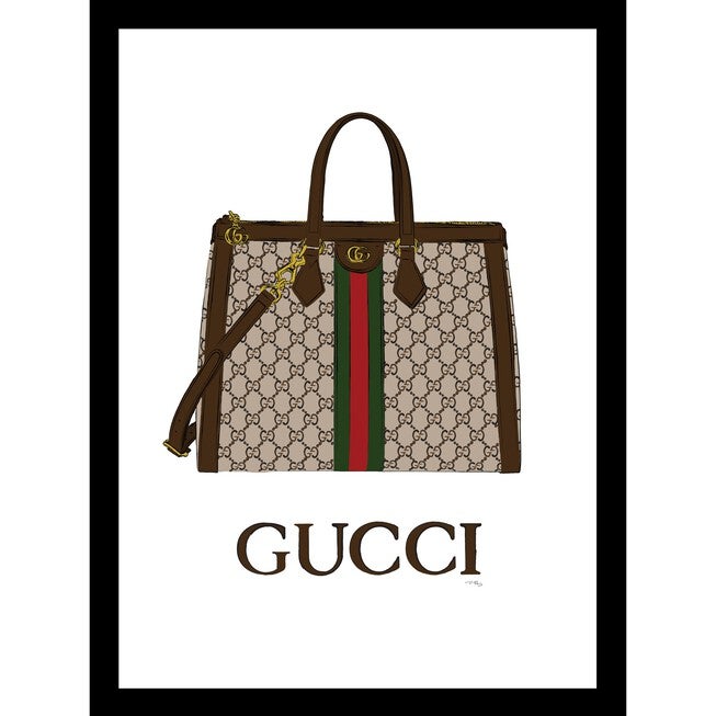 Gucci Bag Brown 14 inches x 18 inches Framed Print, BLACK ORANGE, hi-res image number 0