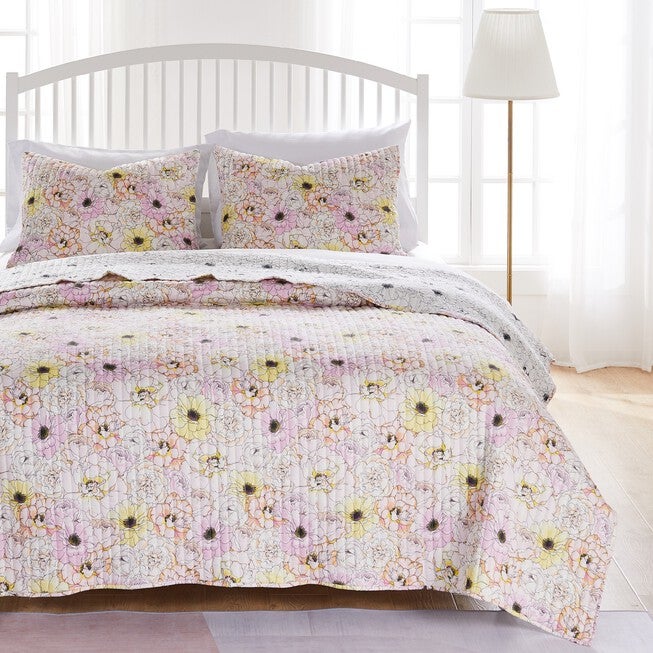 Misty Bloom Quilt and Pillow Sham Set, PINK, hi-res image number 0