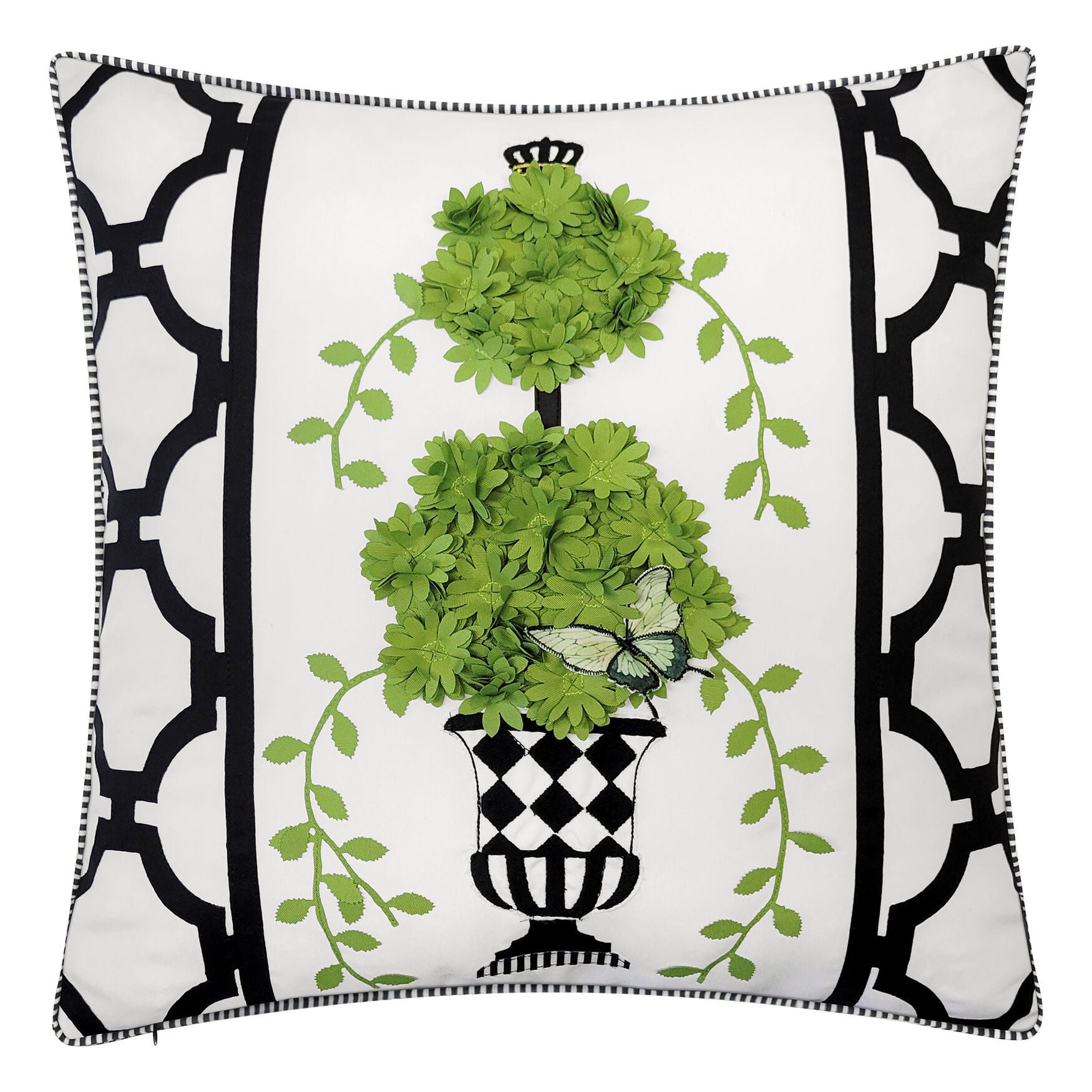 Edie @ Home Indoor/Outdoor Crowned Dimensional Topiary Decorative Throw Pillow 20X20, Leaf Multi, LEAF MULTI, hi-res image number 0
