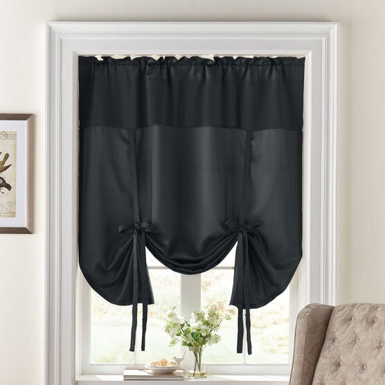 BH Studio Room-Darkening Tie-Up Shade, BLACK, hi-res image number null