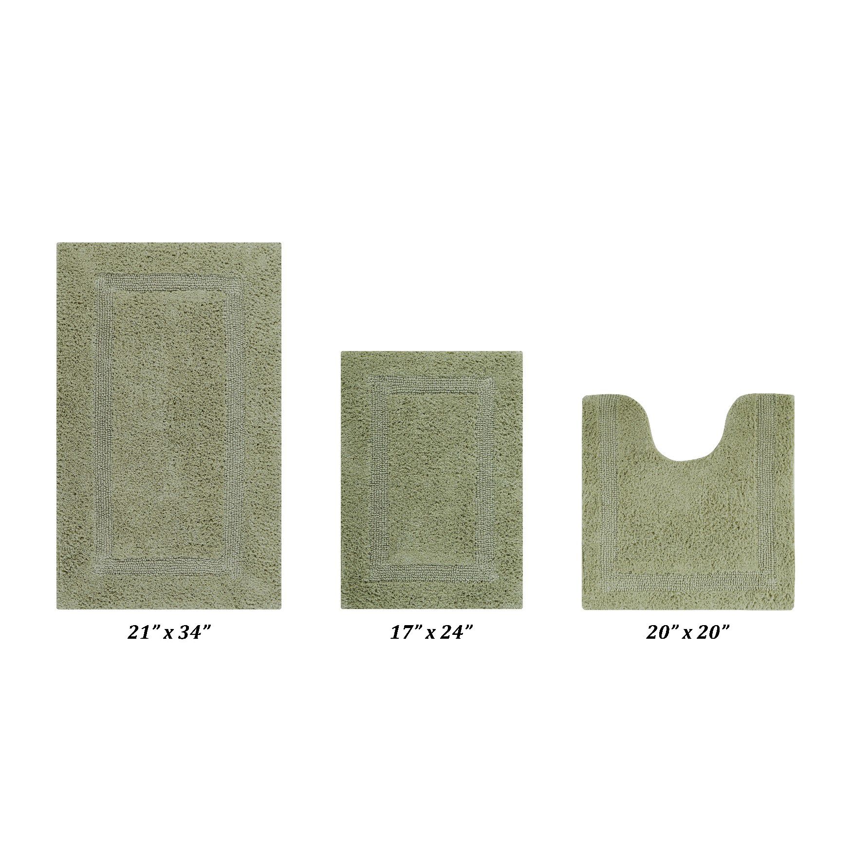 Lux Collectionis Bath Mat Rug 3 Piece Set (17 inches x 24 inches | 21 inches x 34 inches | 24 inches x 40 inches), SAGE, hi-res image number 0