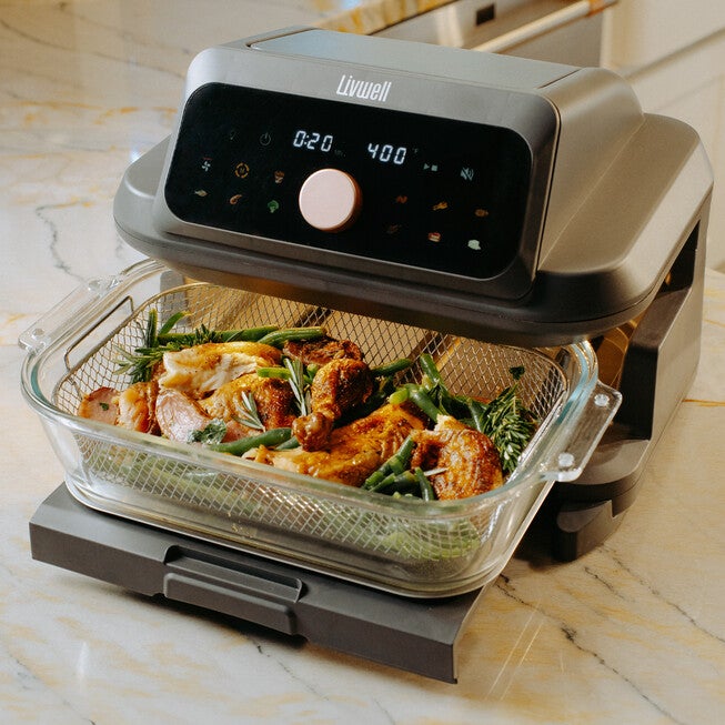 Livwell 6 Quart Glass Container Air Fryer, MATTE GREY, alternate image number 4