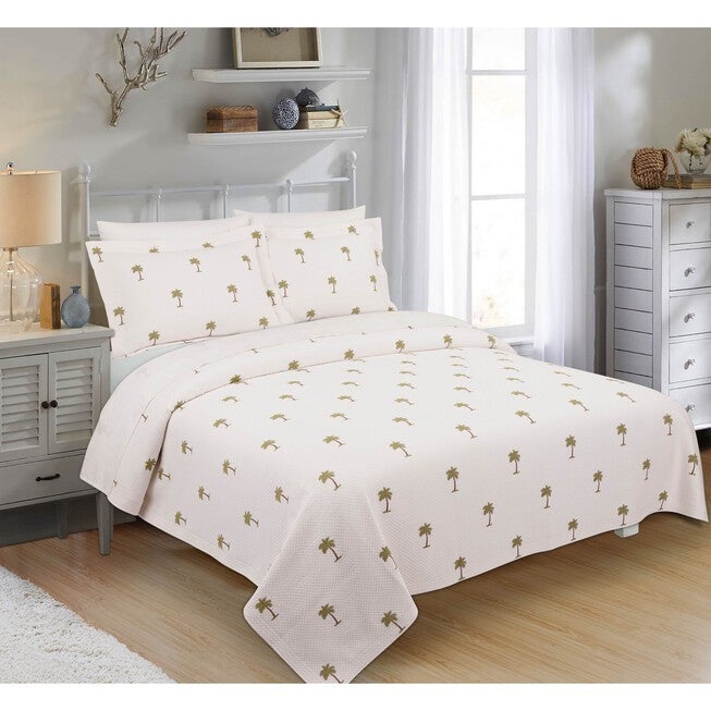 The Palm Coverlet, CREAM GREEN, hi-res image number null