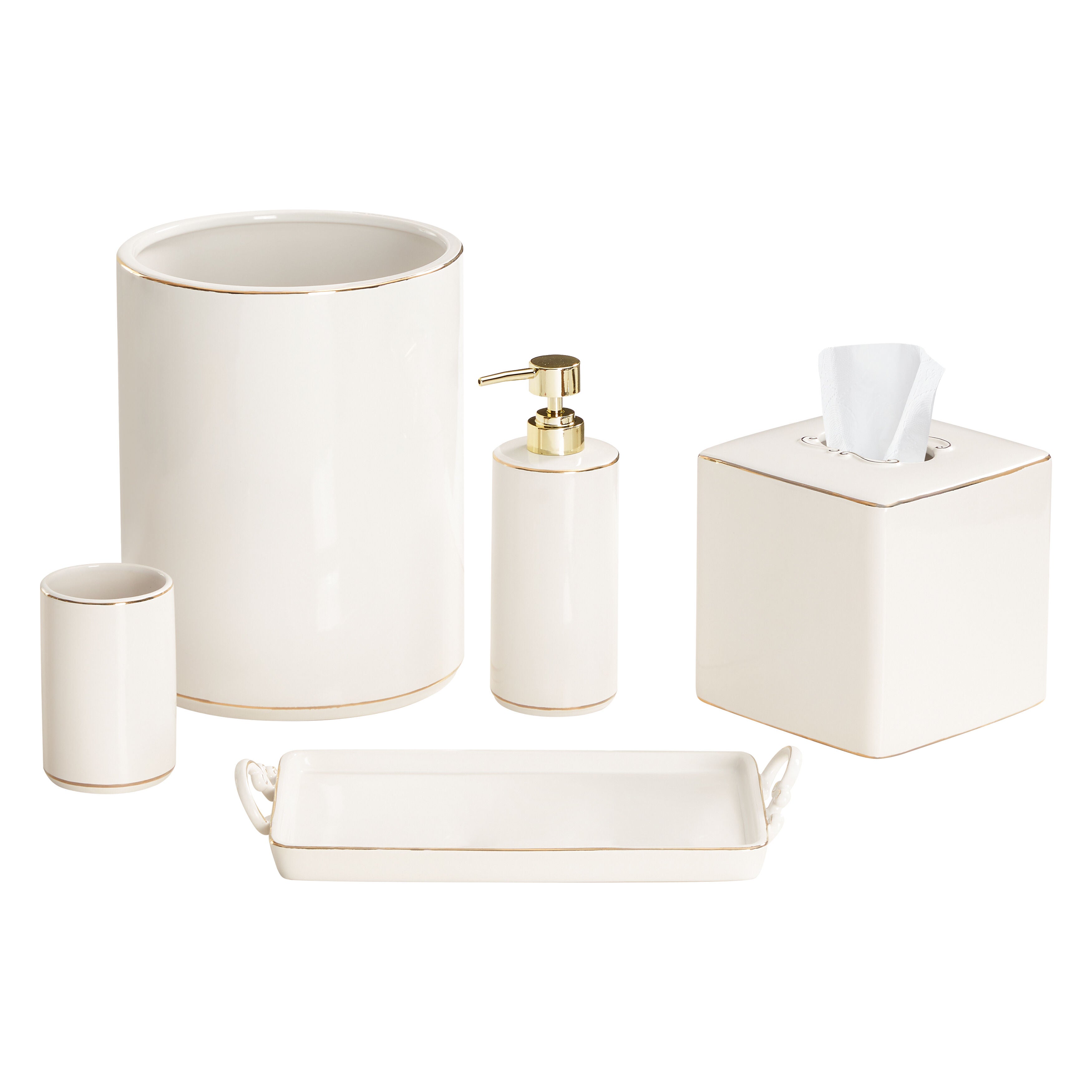 DELPHINE BATH ACCESSORIES TUMBLER, WHITE, alternate image number 2