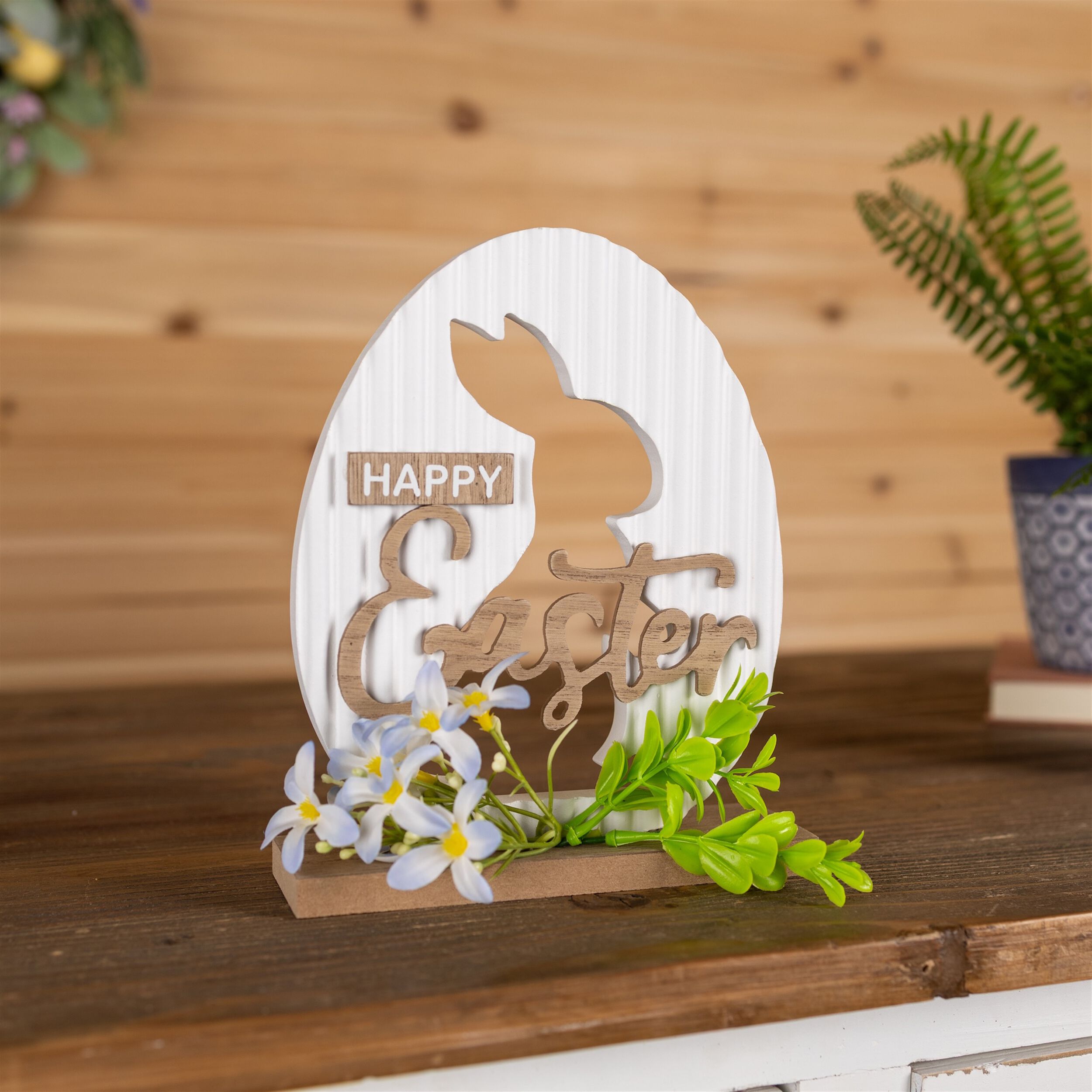 Happy Easter Rabbit Tabletop Sign, WHITE, alternate image number 2
