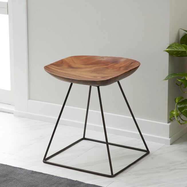 Brown Iron Rustic Stool, , alternate image number null