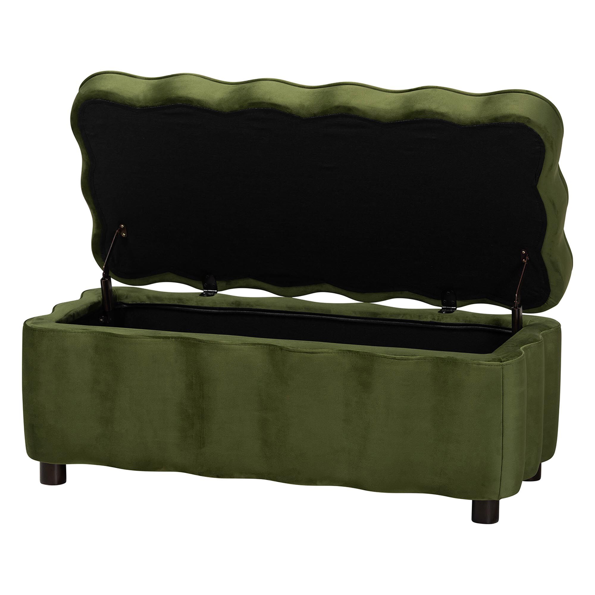 Paulina Velvet Storage Bench, GREEN, alternate image number 2