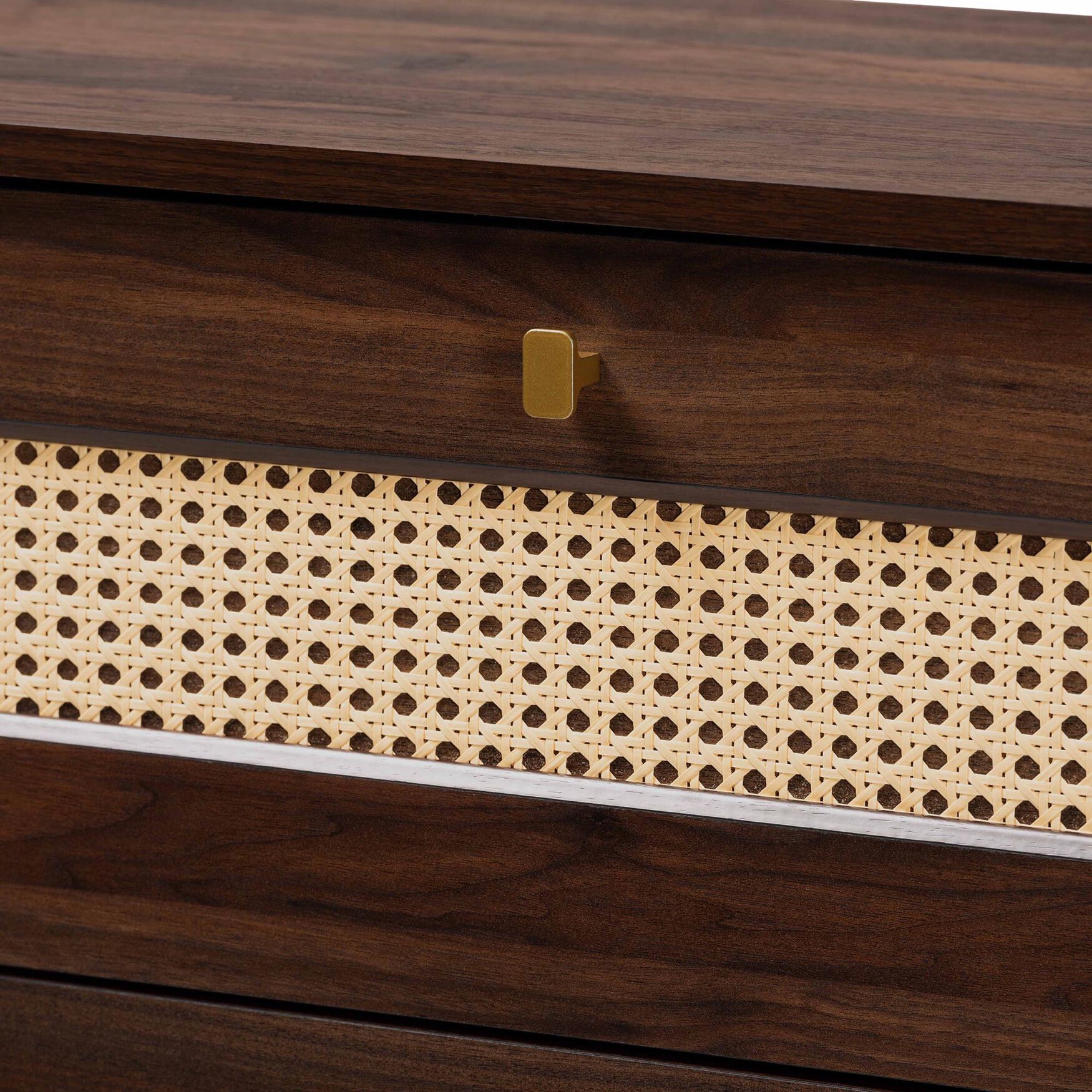 Jenibelle Classic Walnut Brown Wood 5-Drawer Chest with Rattan Drawer, , alternate image number 10