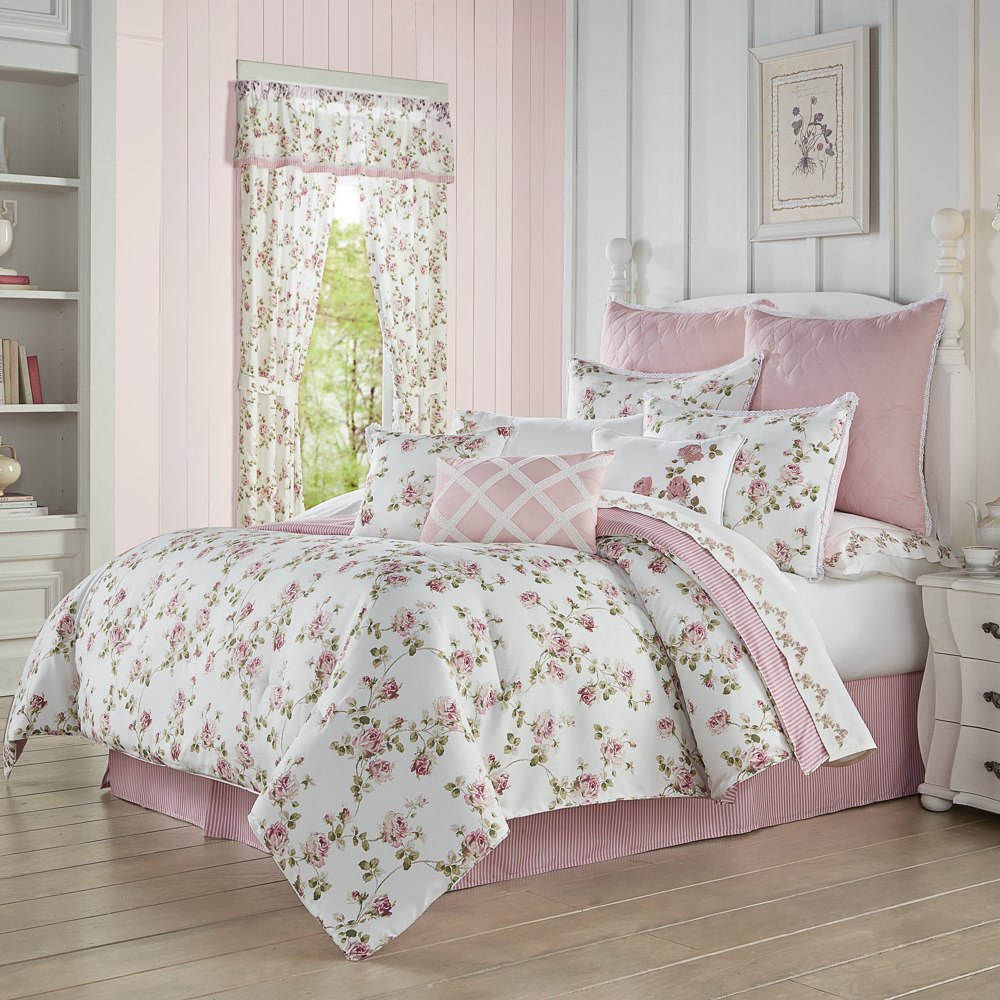 Rosemary 4 Piece Comforter Set, ROSE, hi-res image number 0