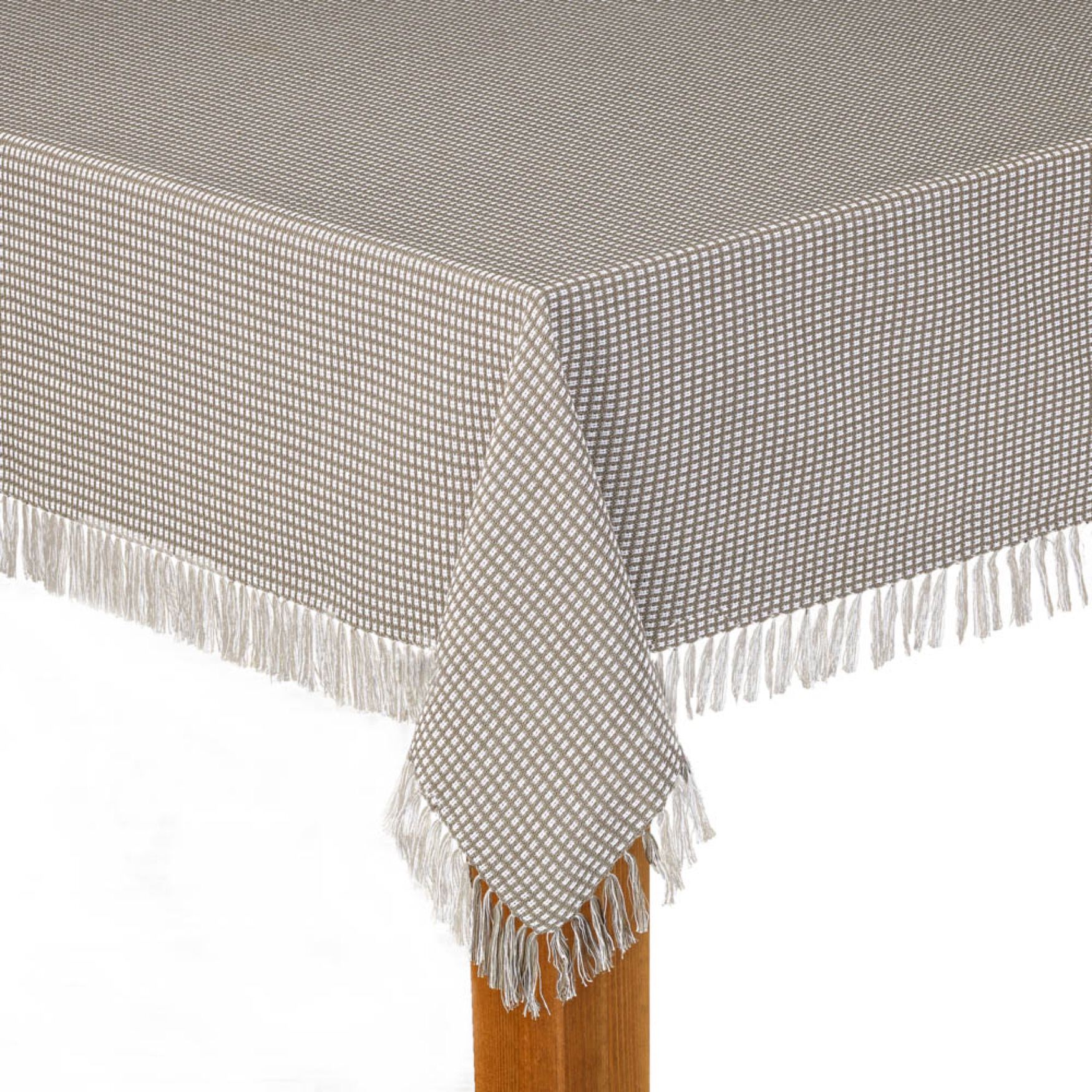 Homespun Check Woven Tablecloth, GRAY, hi-res image number 0