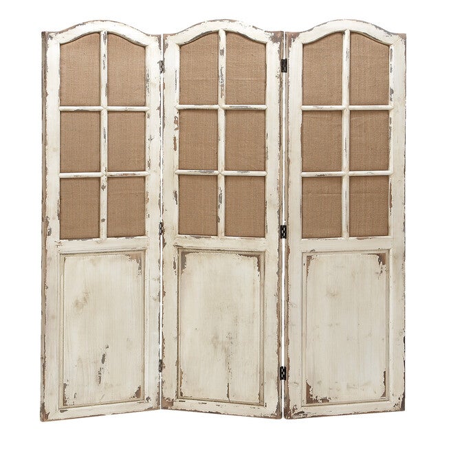 Beige Wood Farmhouse Room Divider Screen, 71 inches x 48 inches x 1 inches, BLACK, hi-res image number 0