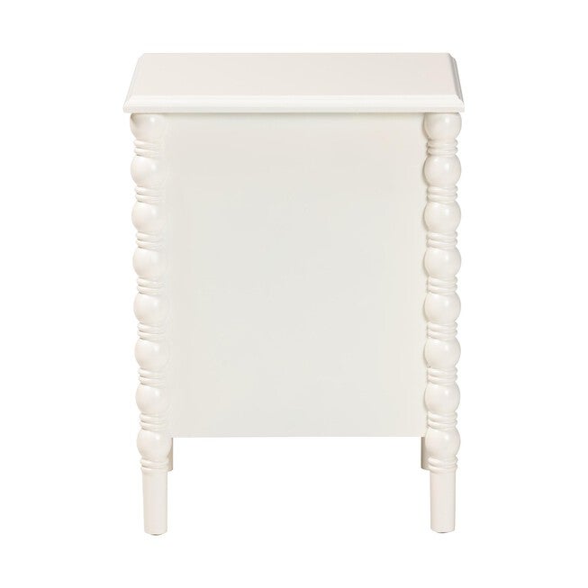 Malinda Classic White Wood 2-Drawer End Table with Spindle Legs, WHITE, on-hover image number 1
