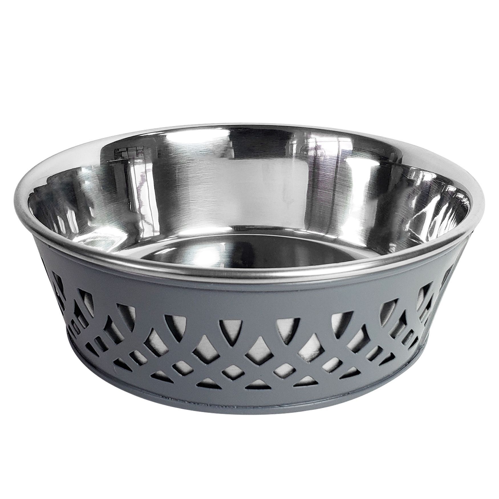 Stainless Steel Country Farmhouse Dog Bowl Gray 30 oz, GRAY, hi-res image number 0