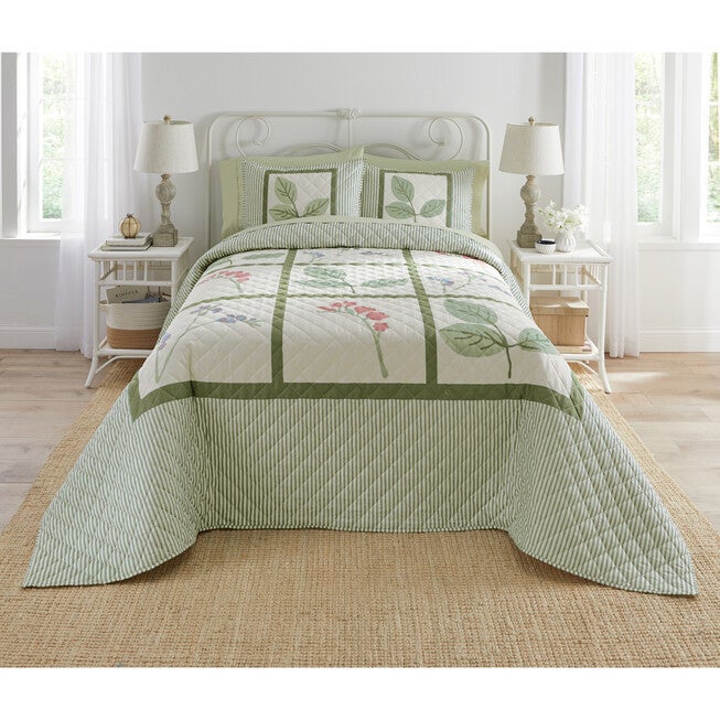 Garden Stripe Bedspread, SAGE, hi-res image number null