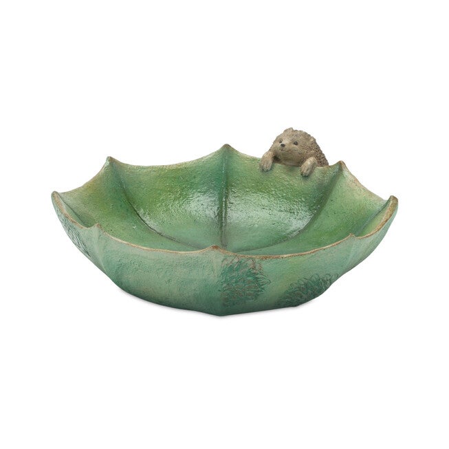 Garden Leaf Bird Bath With Hedgehog Accent (Set Of 2), , alternate image number 2