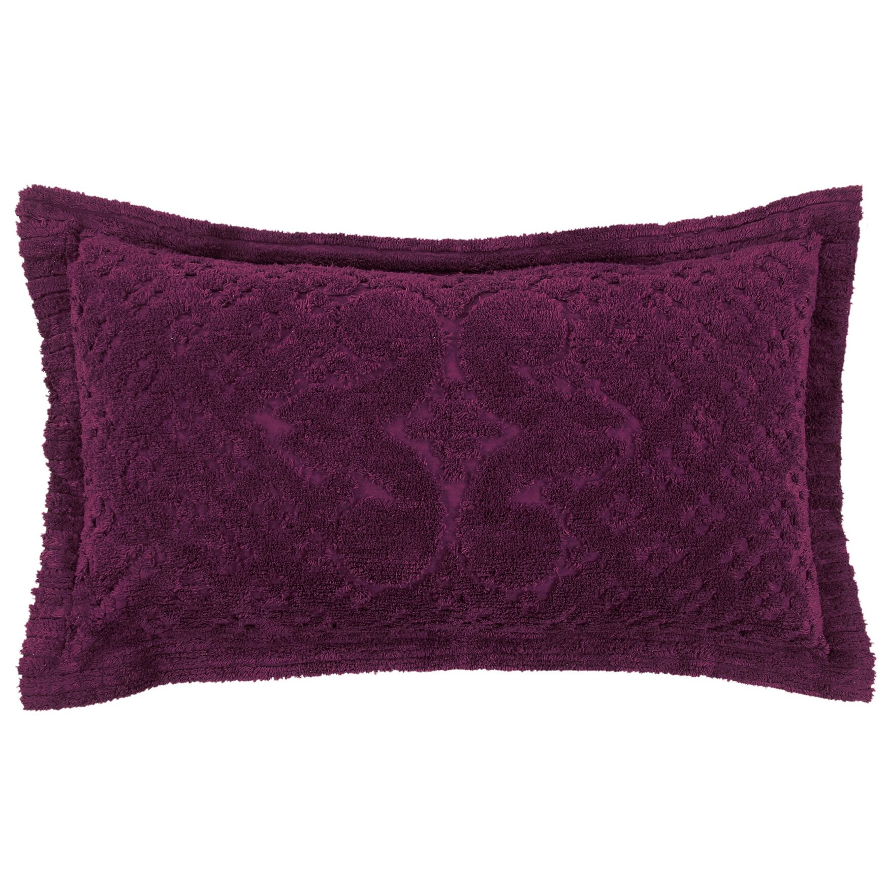 Ashton Collection Tufted Chenille Sham , PLUM, hi-res image number 0