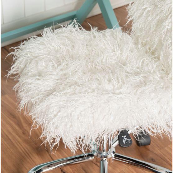 Fulton Faux Flokati Office Chair White, , alternate image number null