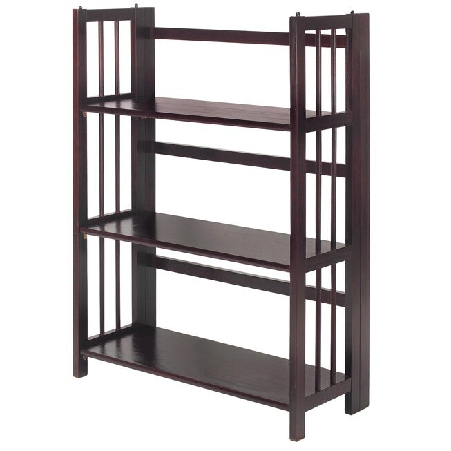 3-Shelf Folding Stackable Bookcase 27.5 inches Wide-Espresso, , alternate image number null