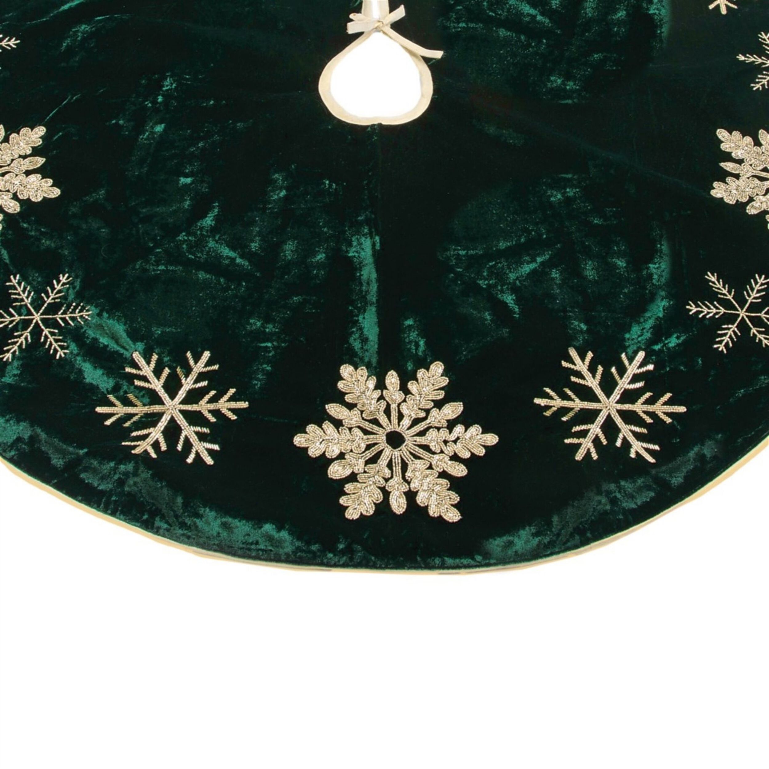 Embroidered Snowflake Christmas Tree Skirt 48 inchesD, GREEN GOLD, alternate image number 3