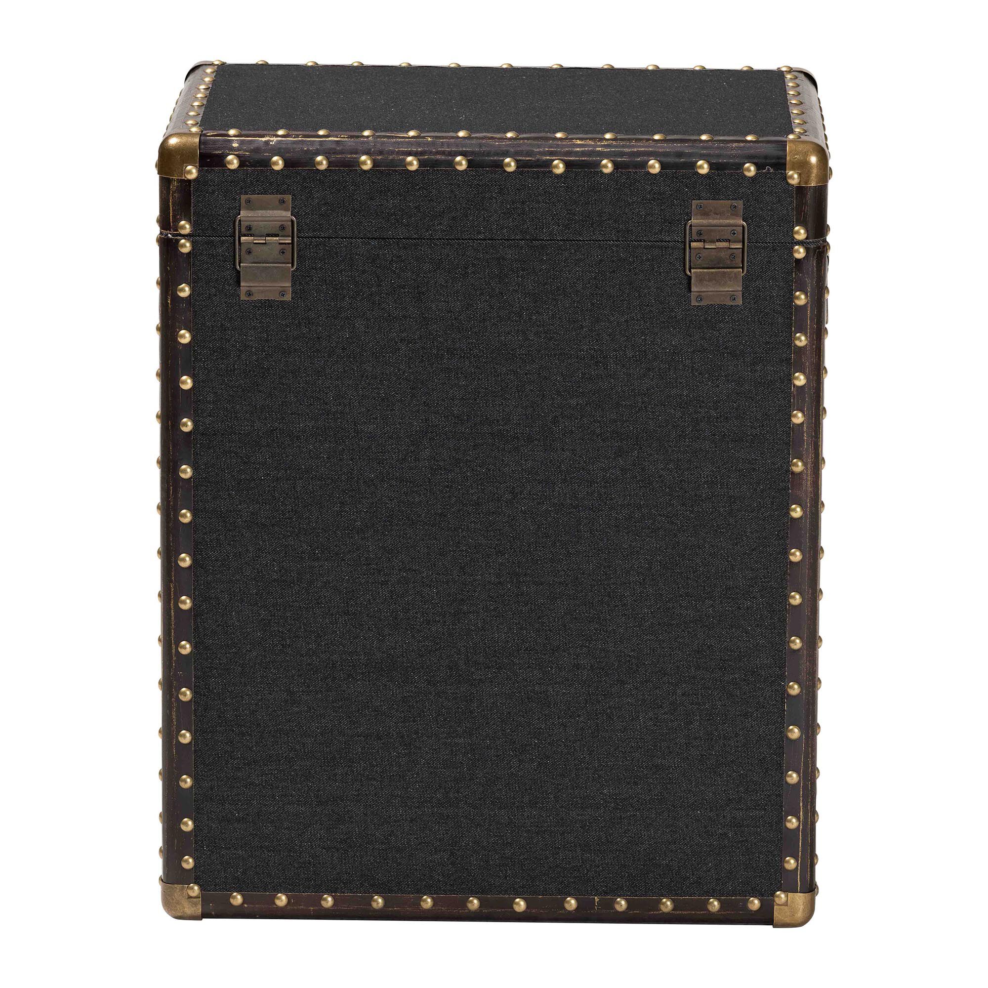 Agatha Vintage Coffee Canvas 2-Drawer Storage Trunk, BLACK, alternate image number 5