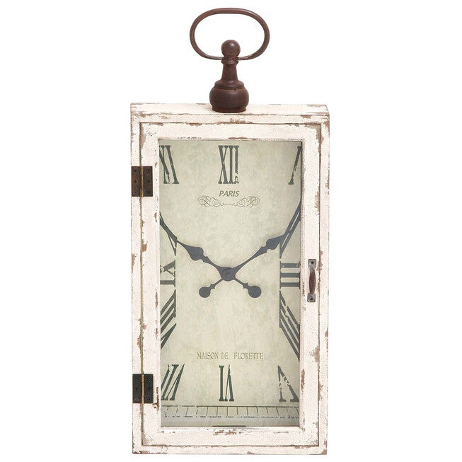White Vintage Wood Wall Clock, WHITE, hi-res image number null