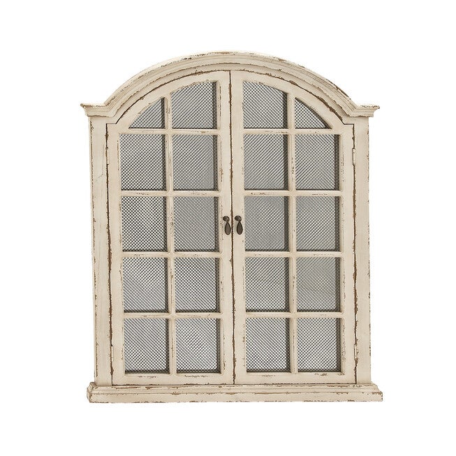 Cream Vintage Wood Wall Mirror, CREAM, hi-res image number null