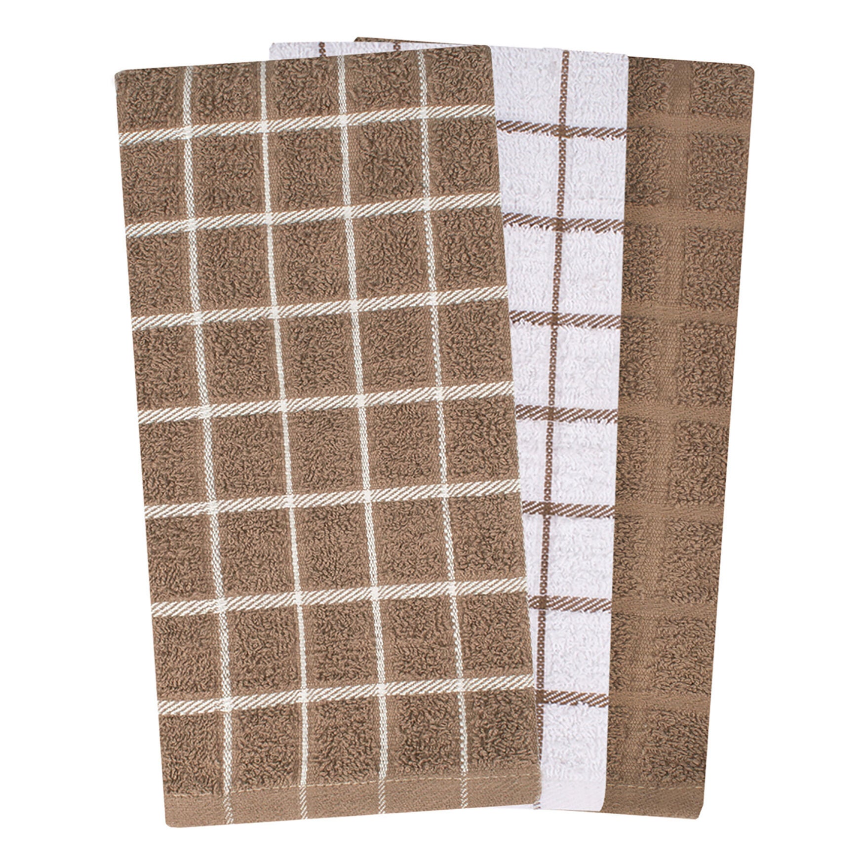 Terry Kitchen Towels, Set Of 3, MOCHA, hi-res image number 0
