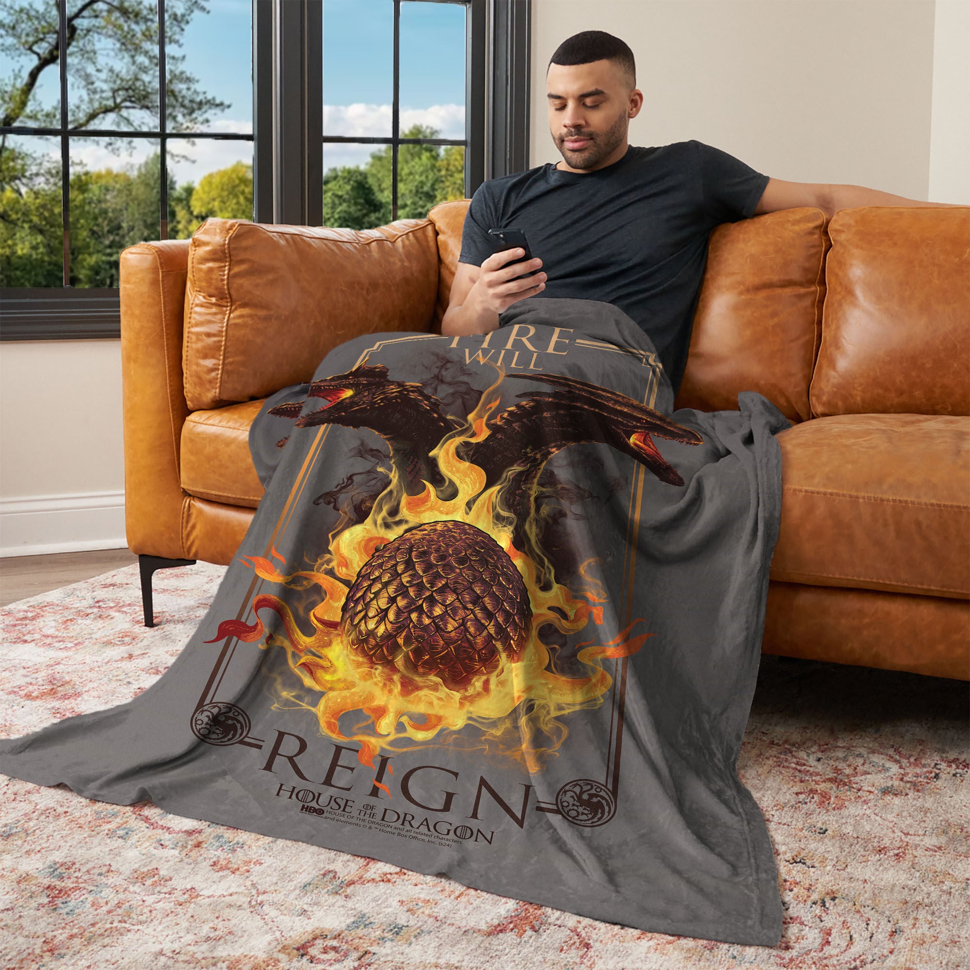 Warner Bros. House of the Dragon Let it Reign Silk Touch Throw Blanket 50x60 Inches, HOUSE DRAGON, alternate image number 2