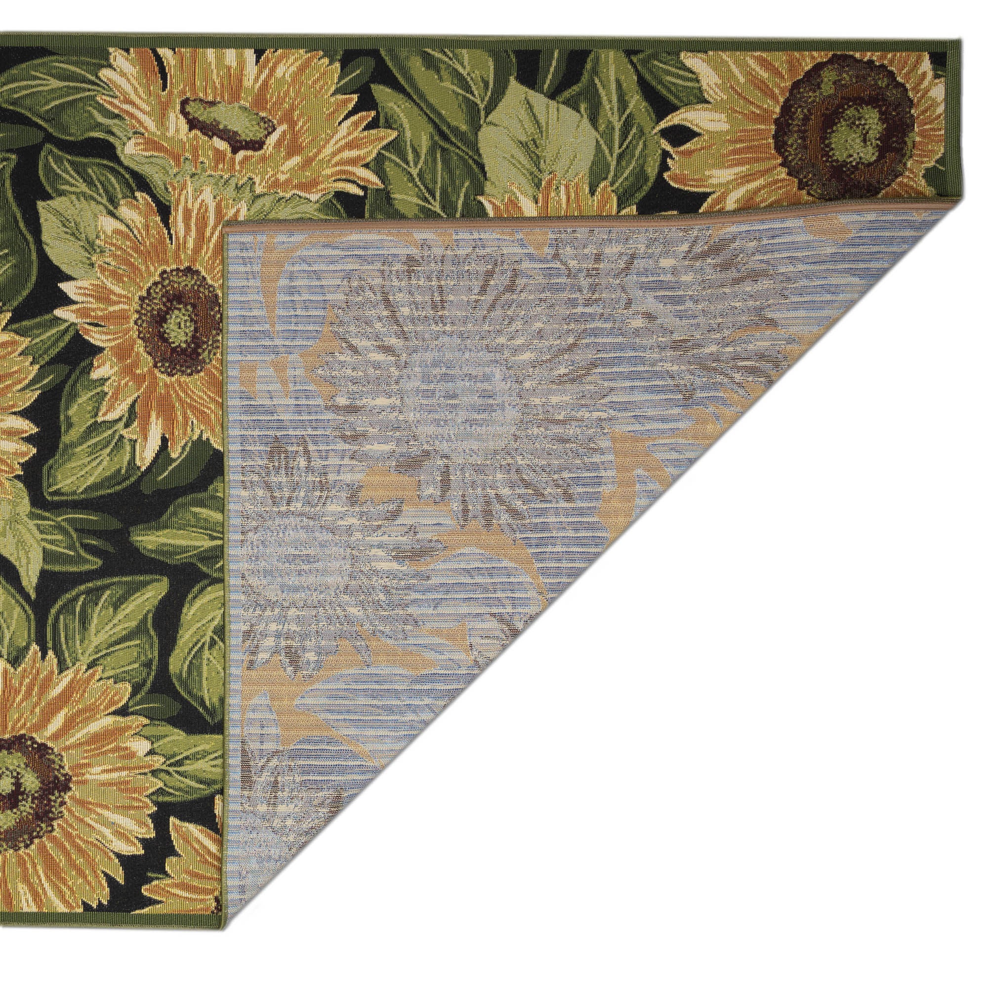 Liora Manne Marina Sunflowers Indoor/Outdoor Area Rug Black 3 feet 3 inches x 4 feet 11 inches, BLACK, on-hover image number 1